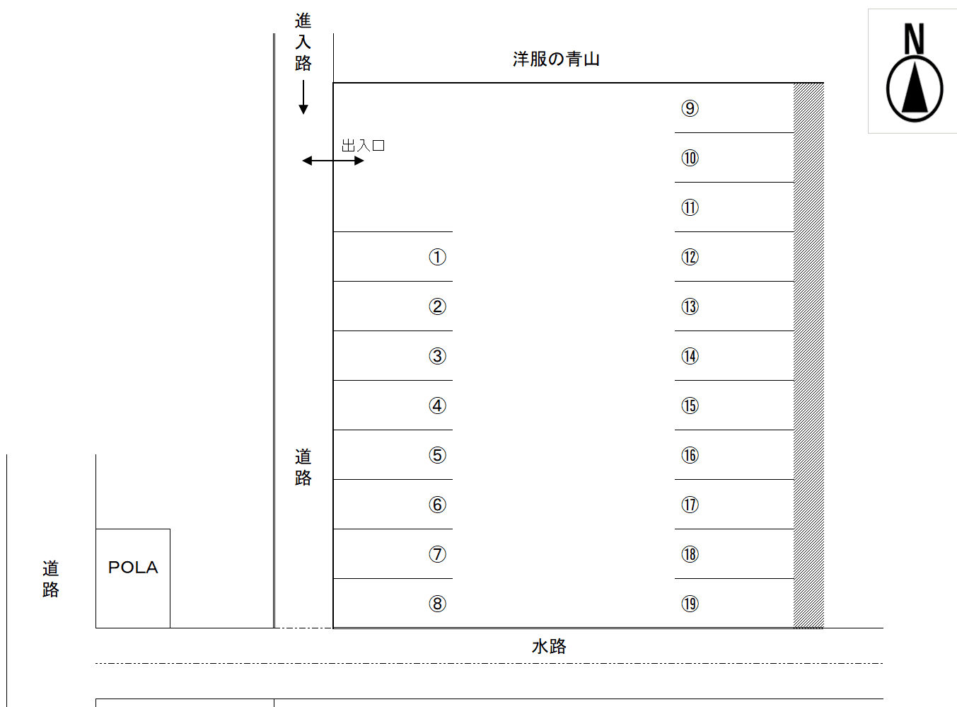 大池月極駐車場の駐車配置図