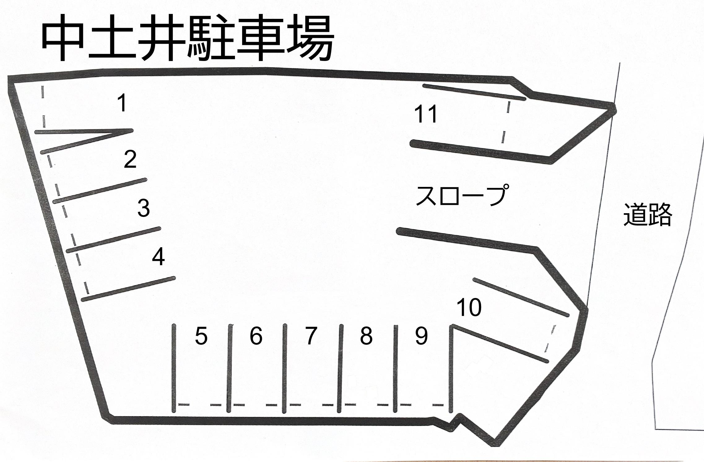 中土井駐車場の駐車配置図