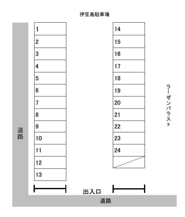 伊豆島駐車場の駐車配置図