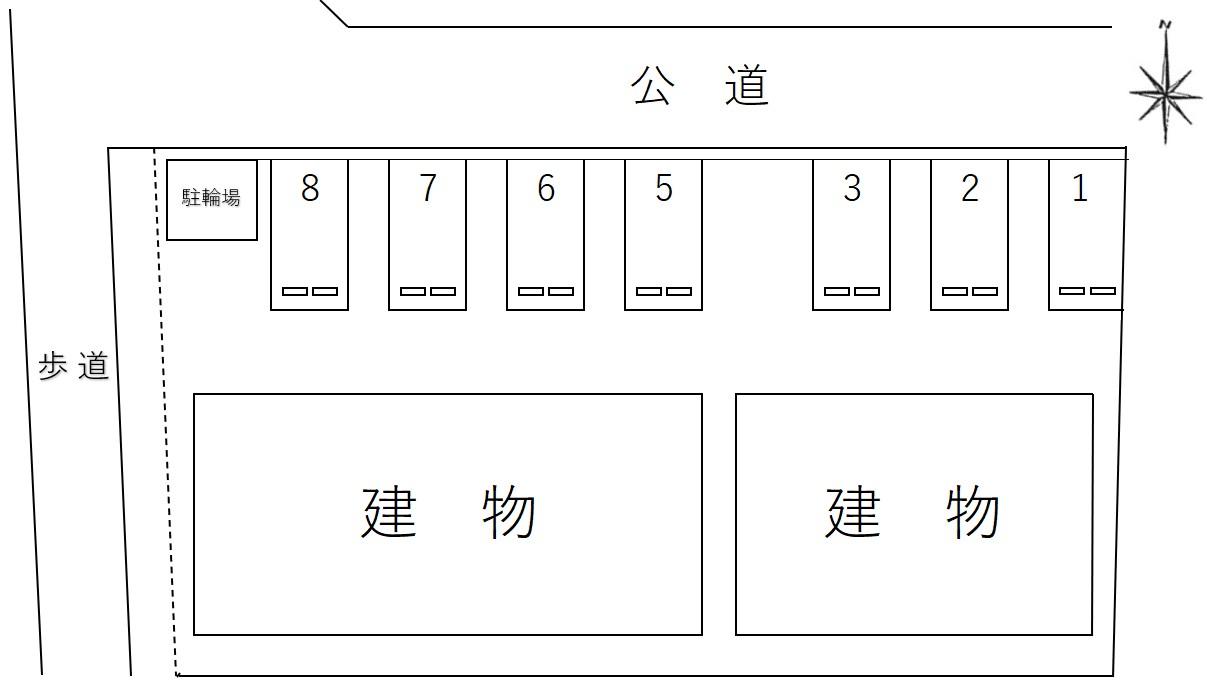 83022リバサイド旭Aの駐車配置図