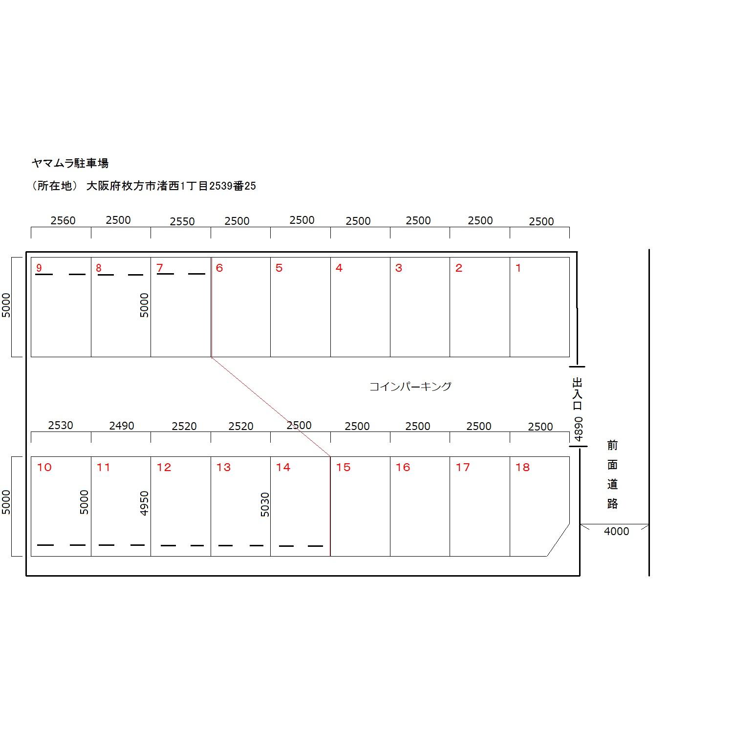 ヤマムラ駐車場の駐車配置図
