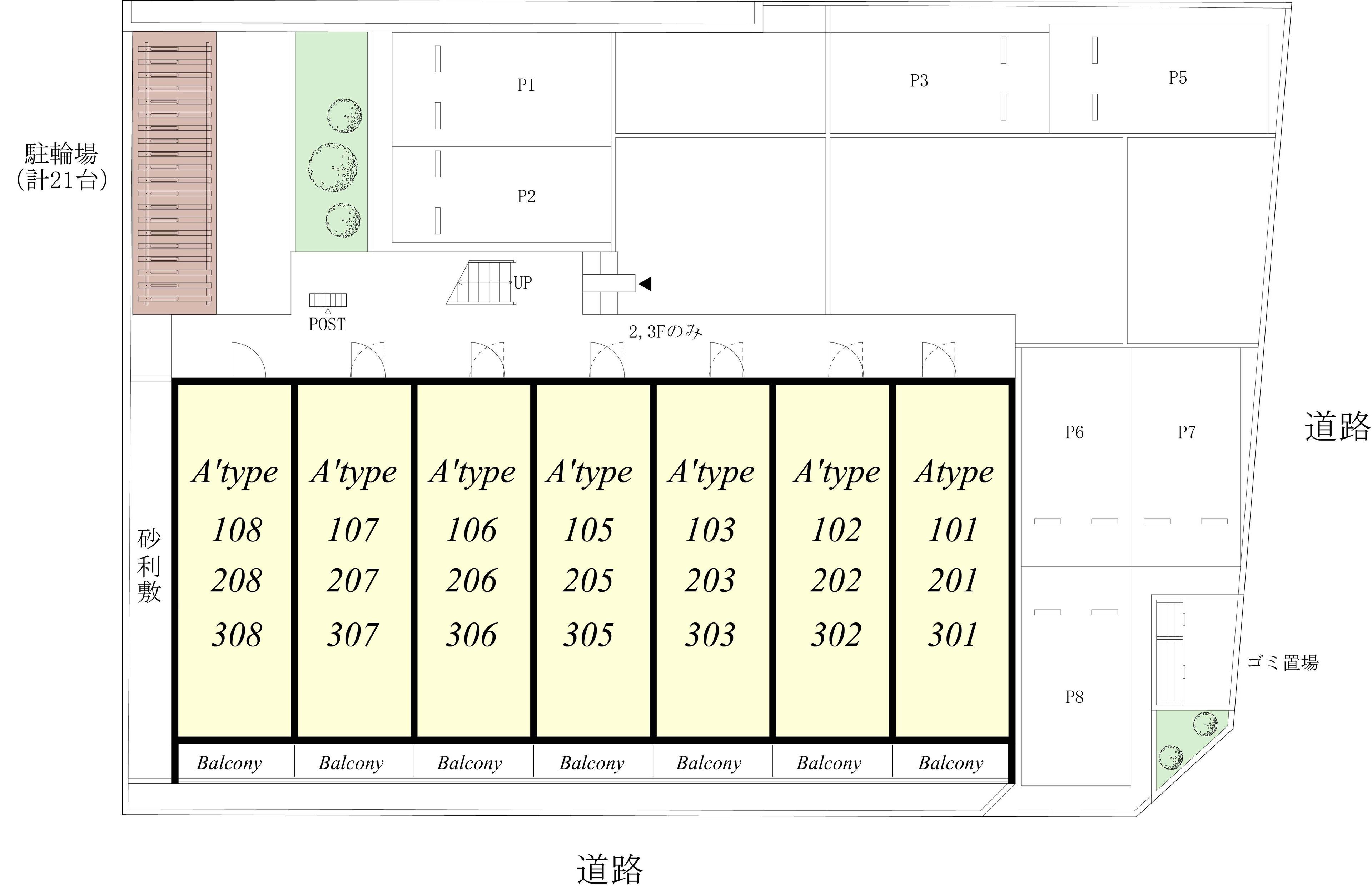 リブリ・豊田駐車場の駐車配置図