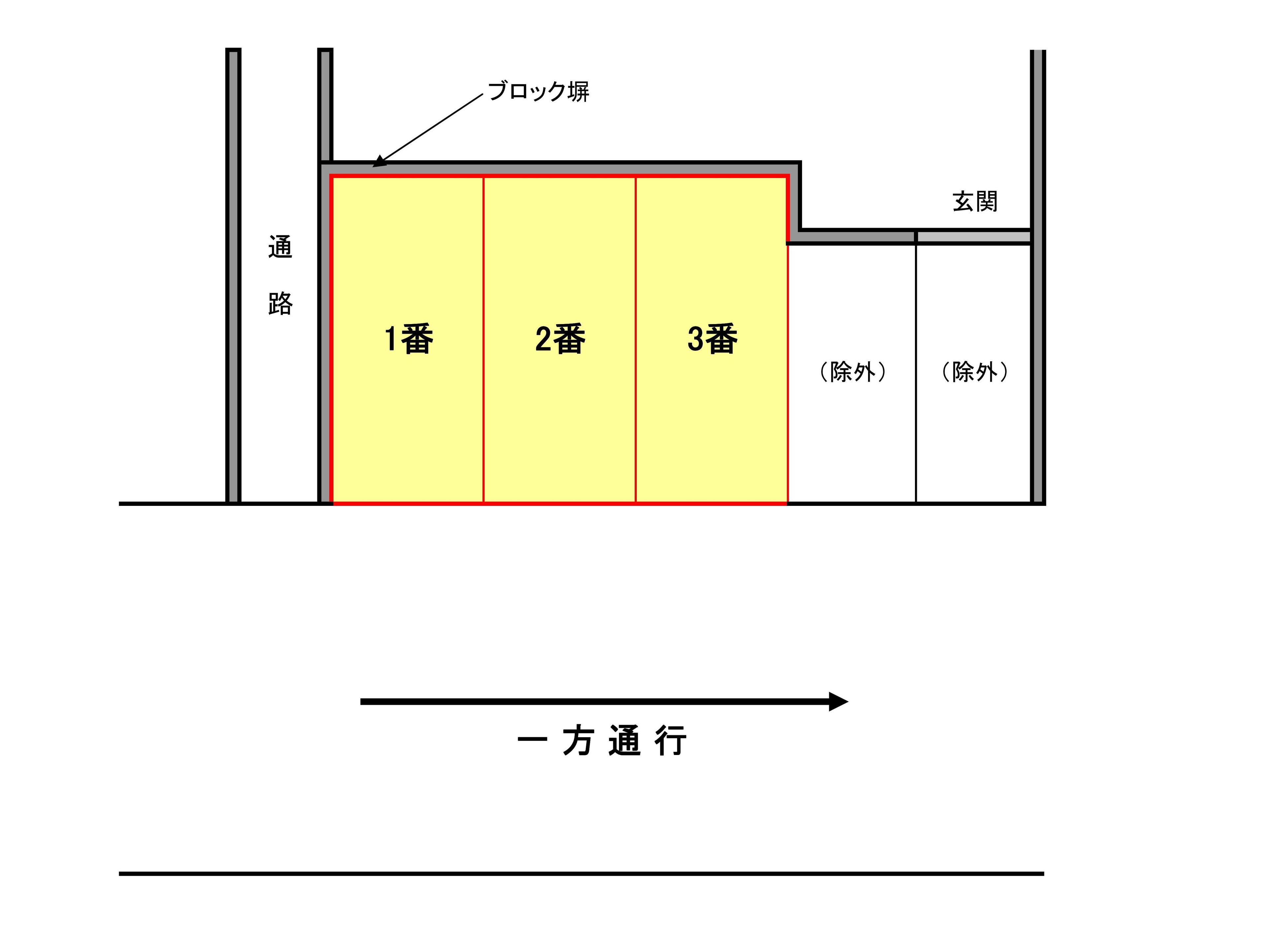 大坪駐車場の駐車配置図