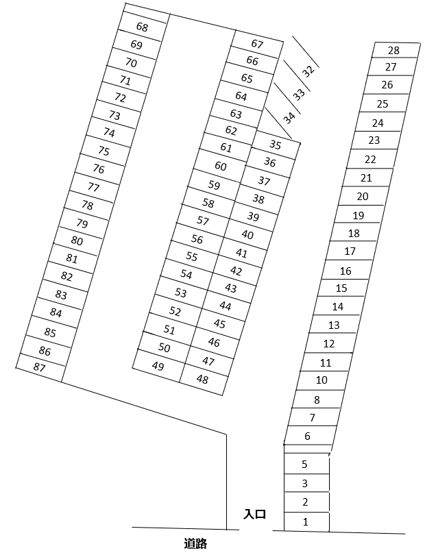 渡辺パーキングの駐車配置図