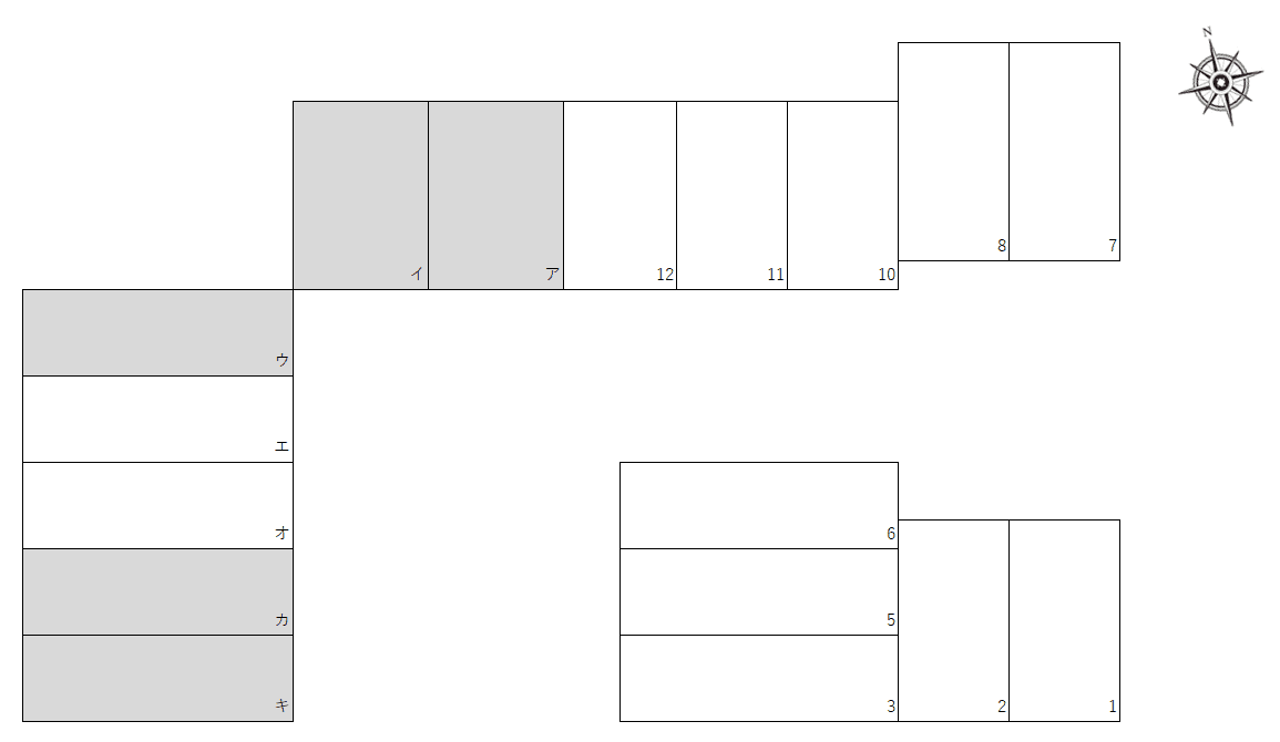 富山市泉町一丁目月極駐車場の駐車配置図