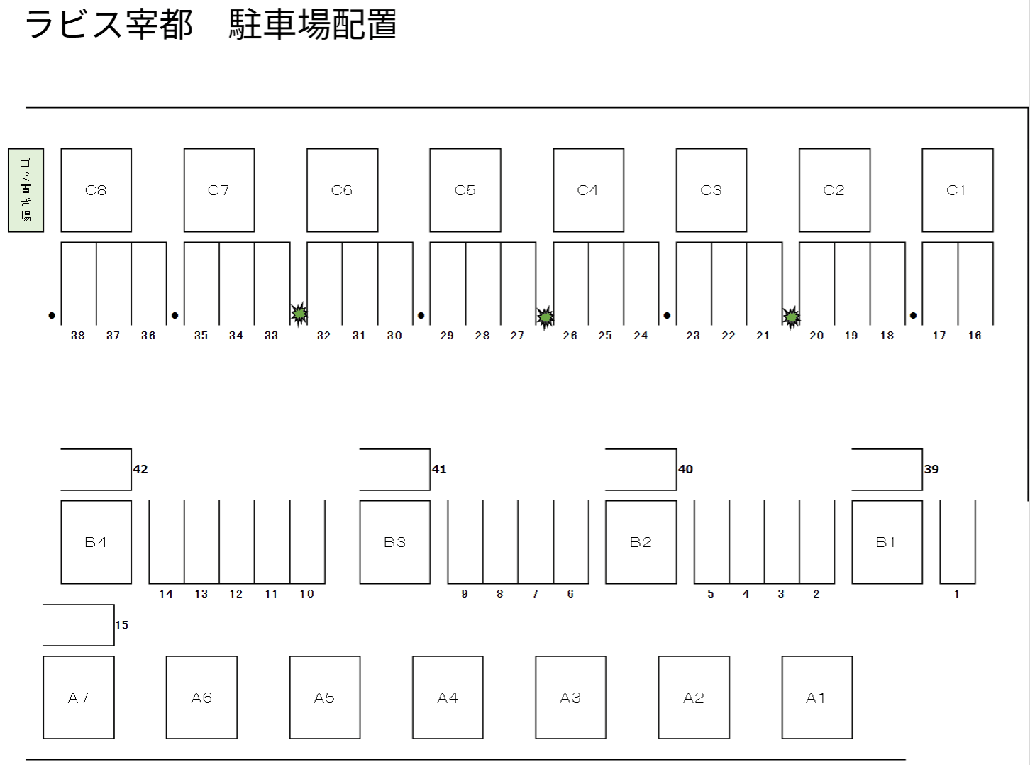 グラビス宰都の駐車配置図