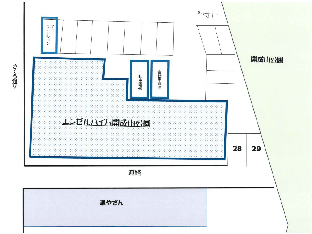 エンゼルハイム開成山公園西側駐車場の駐車配置図