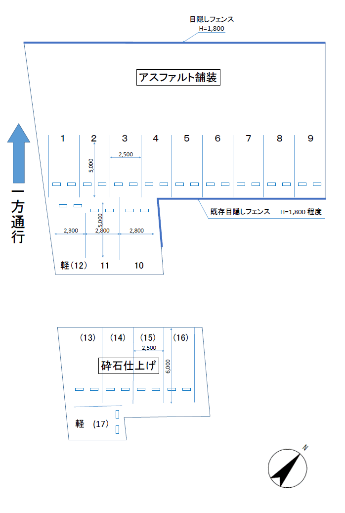 遠鉄浜北駅前駐車場の駐車配置図