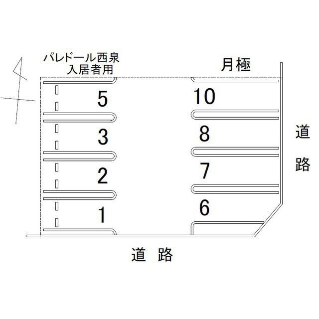 西泉6丁目T駐車場の駐車配置図