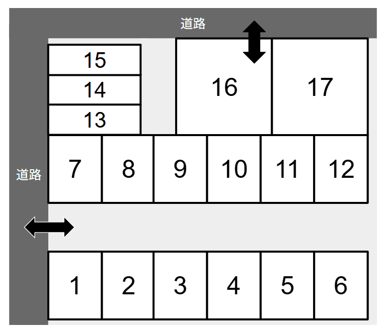第2沖本駐車場の駐車配置図