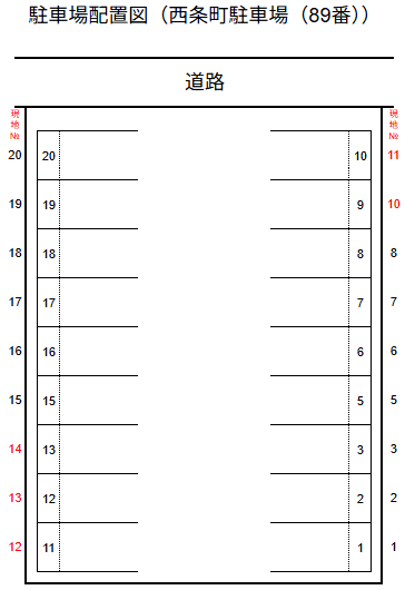 西条町駐車場(89番)の駐車配置図