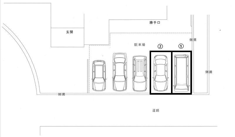 尾津町2丁目沖廣駐車場の駐車配置図