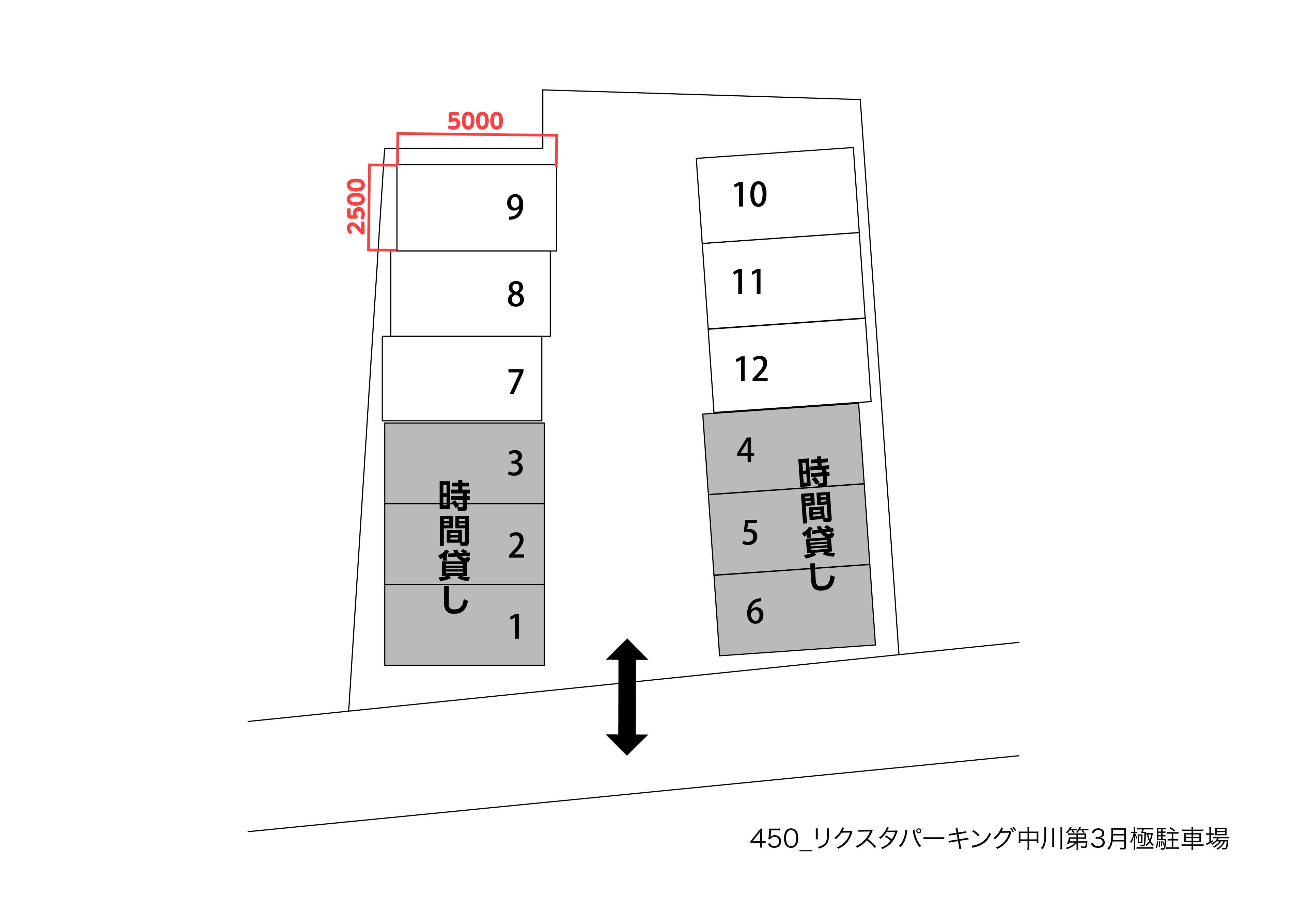 リクスタパーキング中川第3月極駐車場の駐車配置図