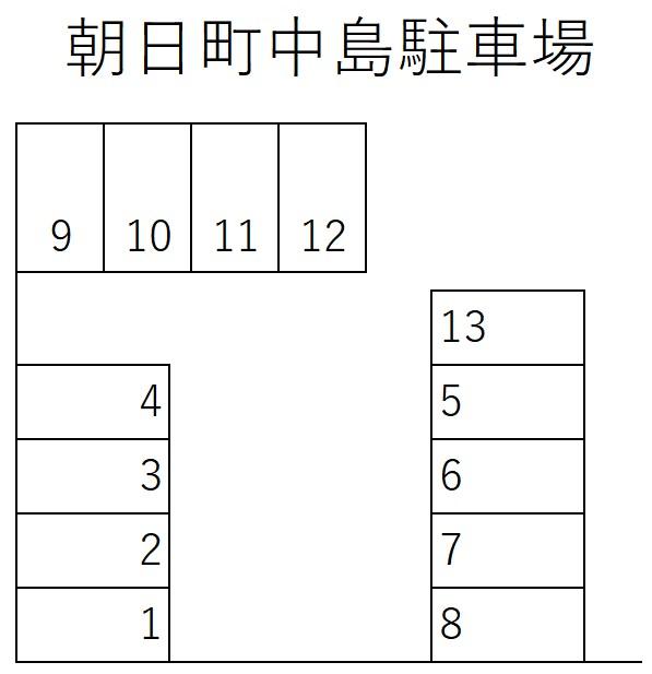 朝日町中島駐車場の駐車配置図