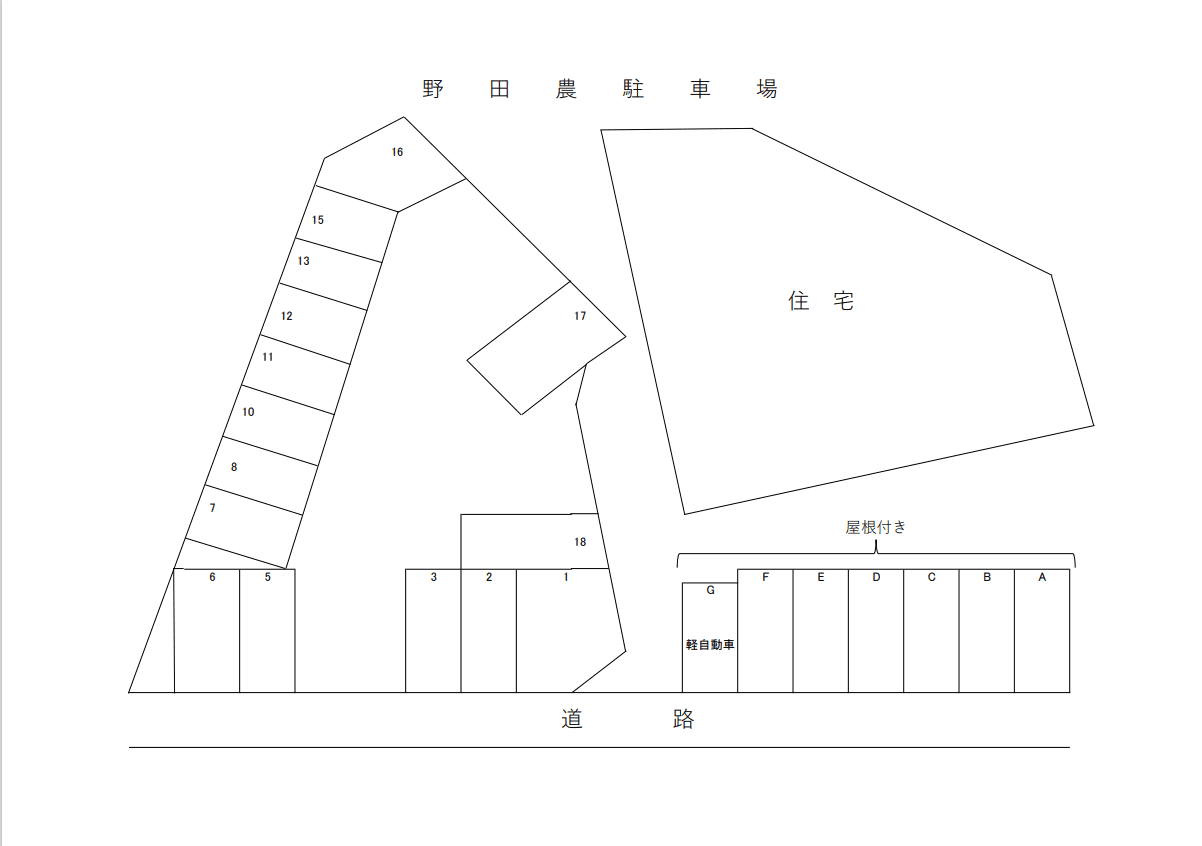 野田農駐車場の駐車配置図