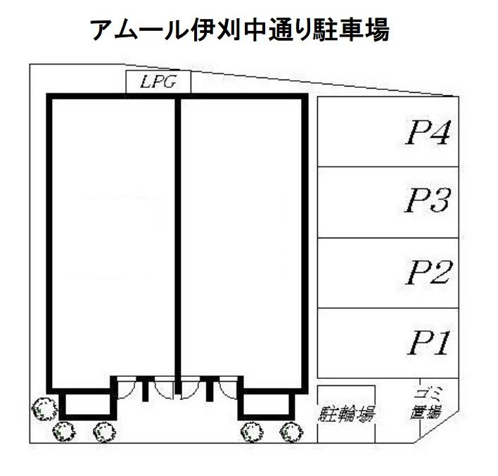 アムール伊刈中通り駐車場の駐車配置図