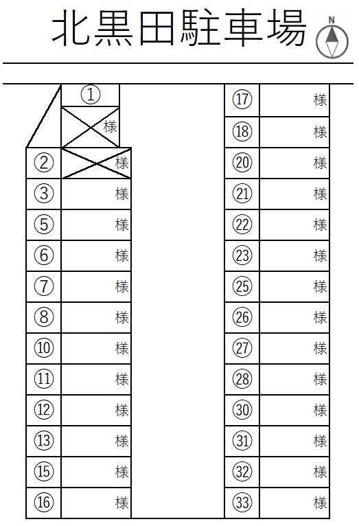北黒田駐車場の駐車配置図