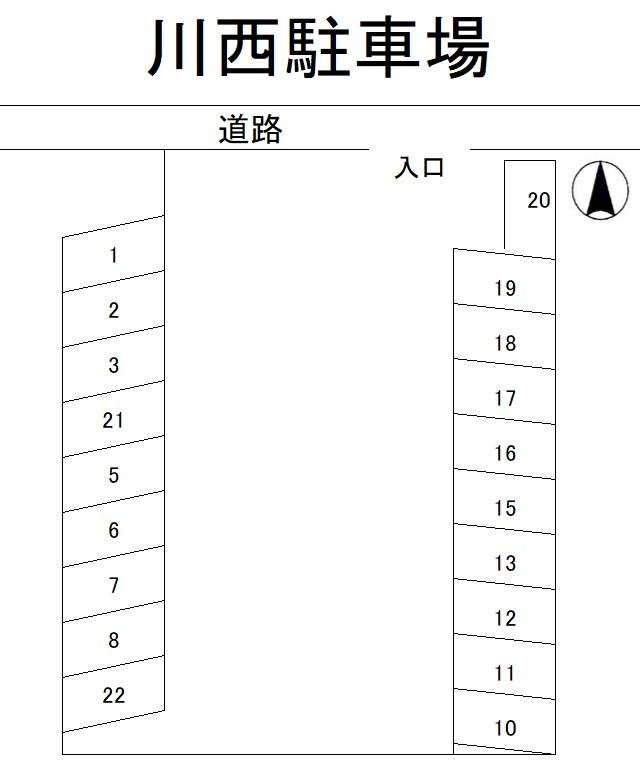 川西駐車場の駐車配置図