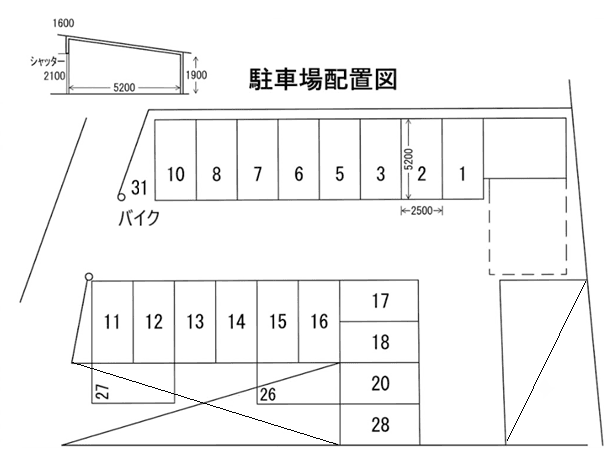 奥野モータープールの駐車配置図
