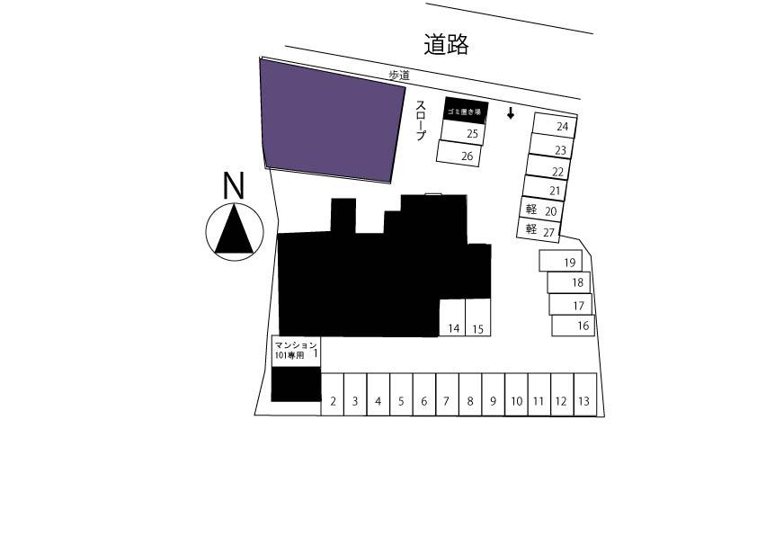 テラローザ長者原駐車場の駐車配置図
