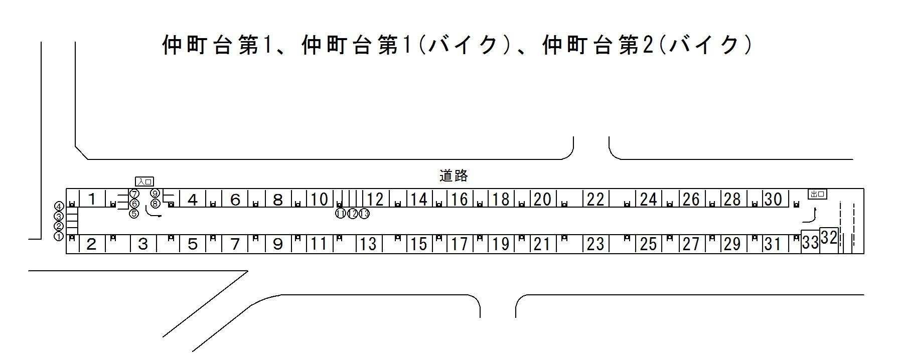 【TD】仲町台第1駐車場の駐車配置図