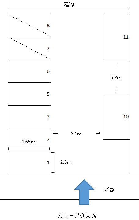勝部四丁目ガレージの駐車配置図