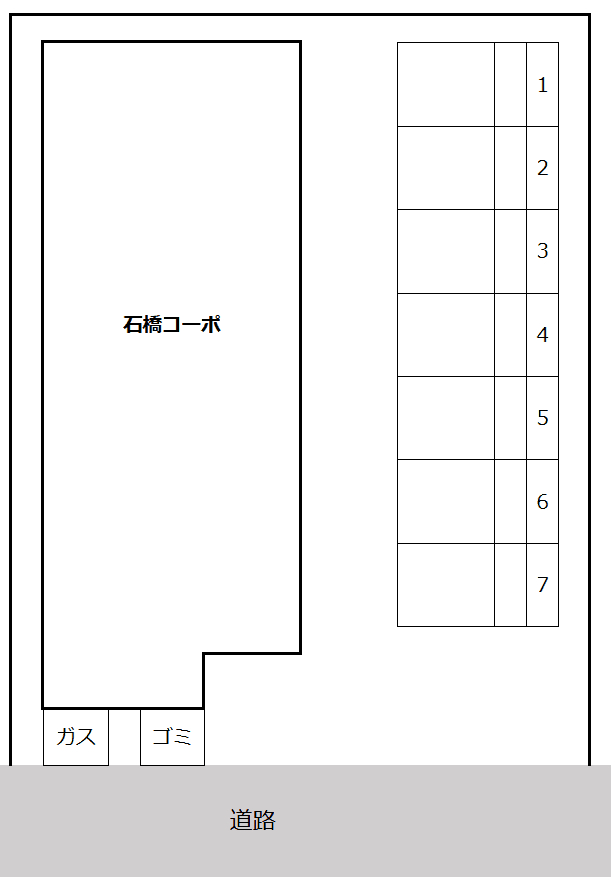 石橋コーポの駐車配置図