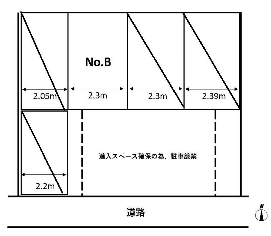 冥賀パーキングの駐車配置図
