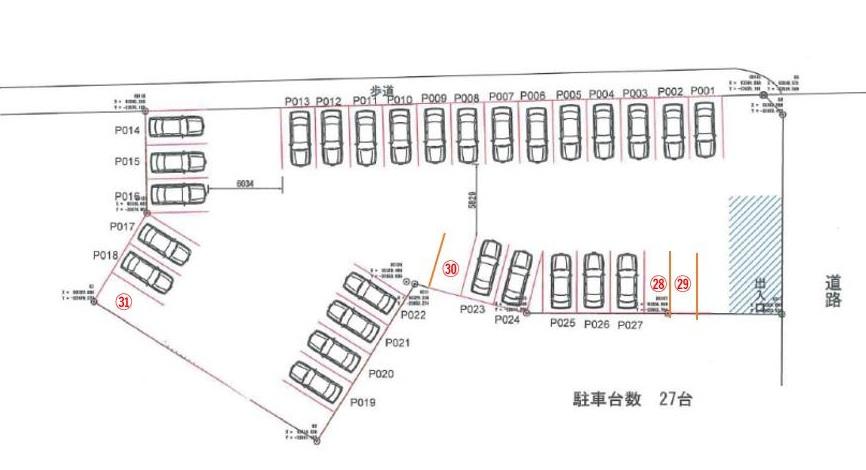 ジョイフル割子川2丁目駐車場の駐車配置図