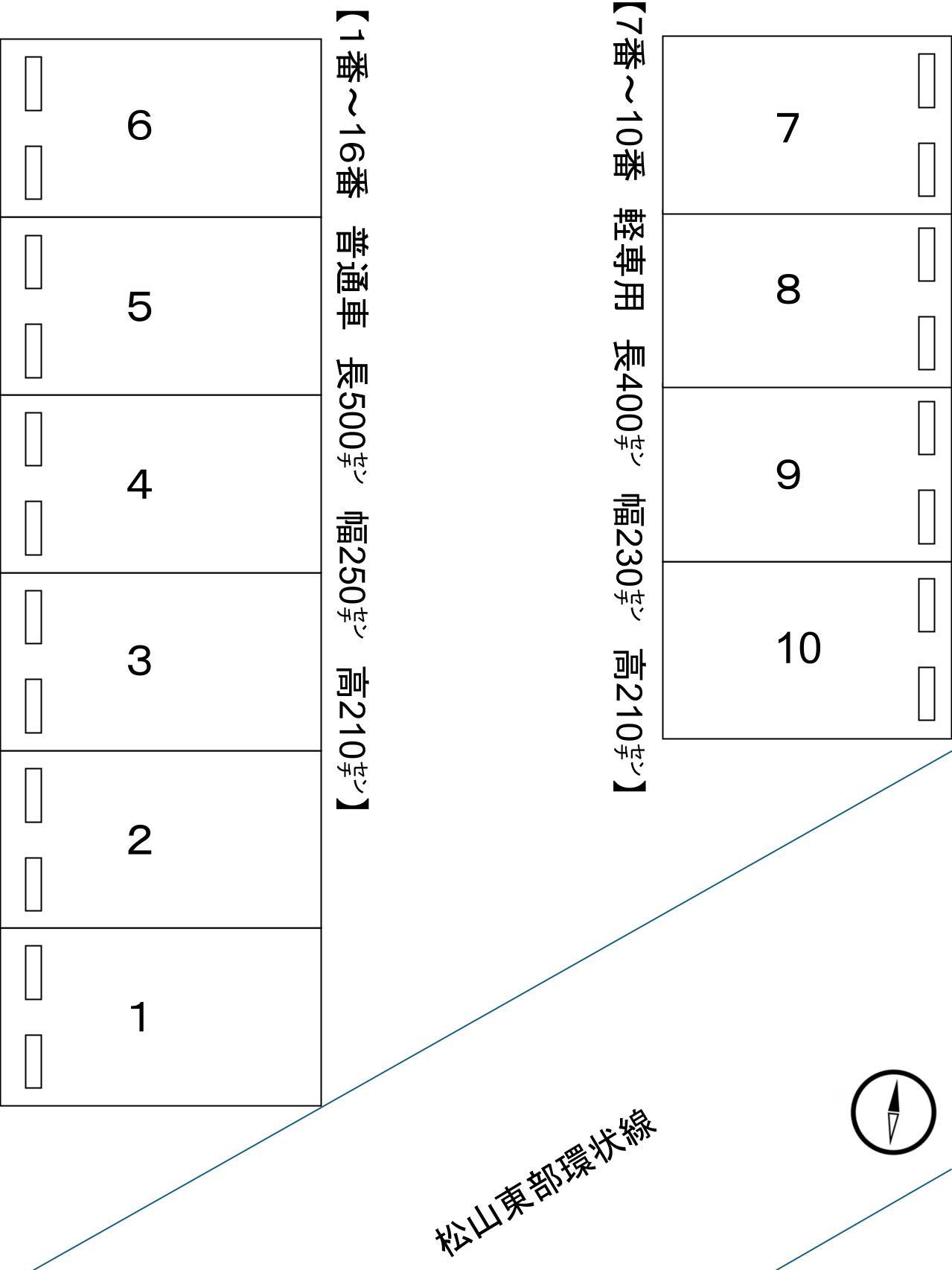 中須賀2丁目屋根付き月極駐車場の駐車配置図