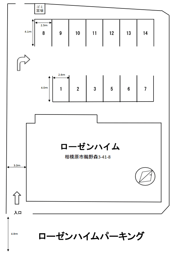 ローゼンハイムパーキングの駐車配置図