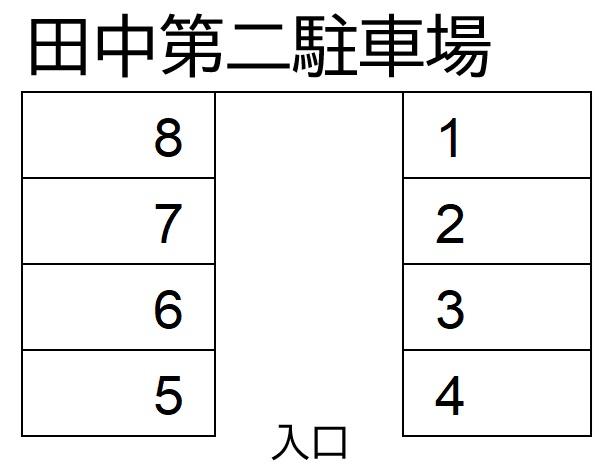 田中第二駐車場の駐車配置図