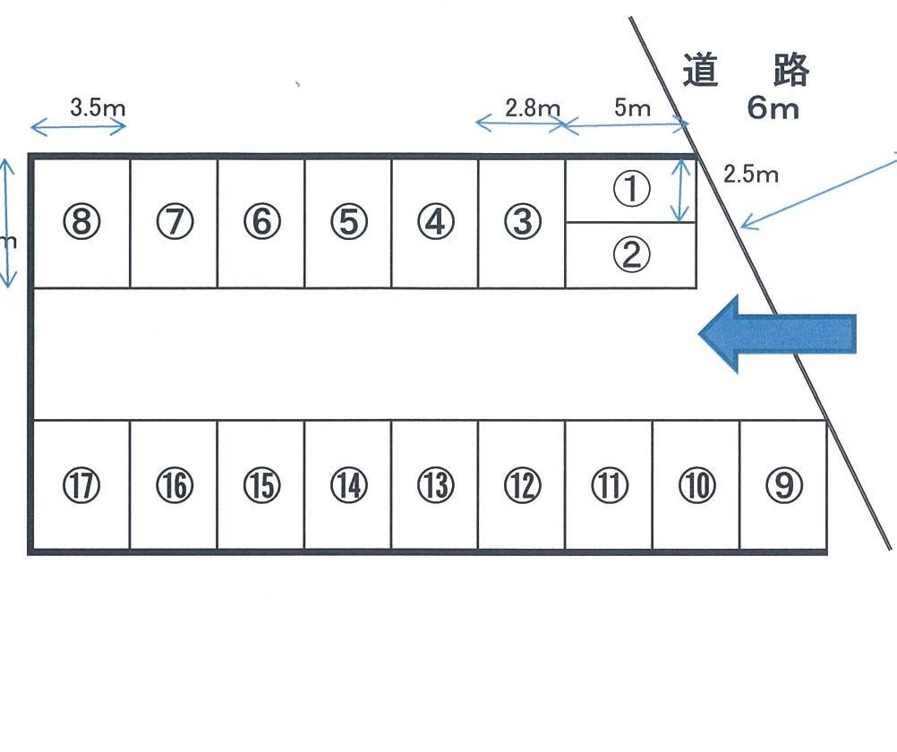 山手町第二公園駐車場の駐車配置図