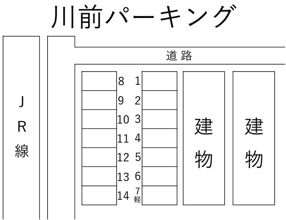 川前パーキングの駐車配置図