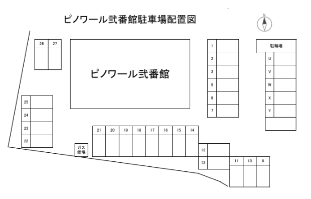 ピノワール弐番館駐車場の駐車配置図