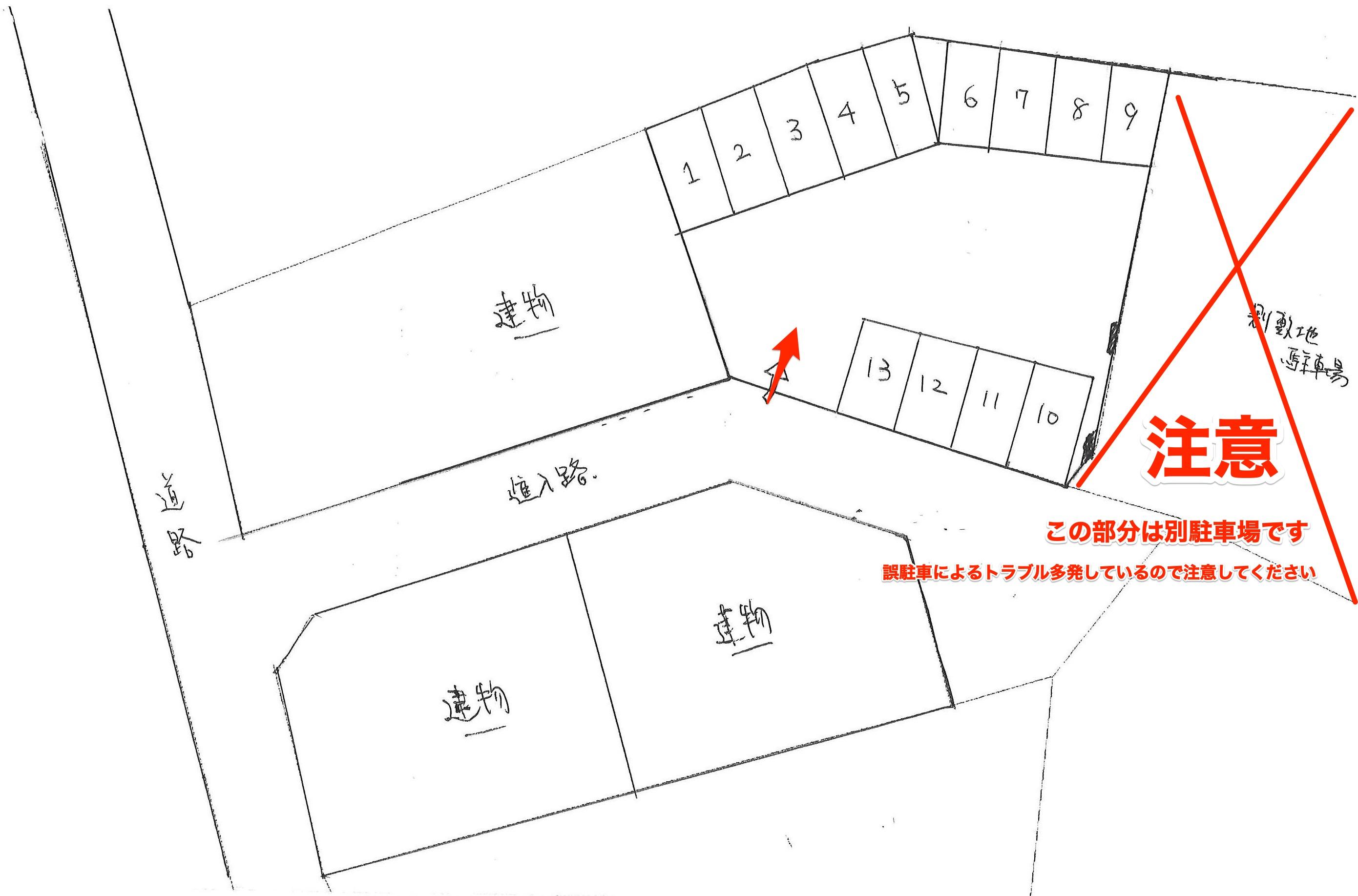 大城駐車場(伊良波)/804の駐車配置図