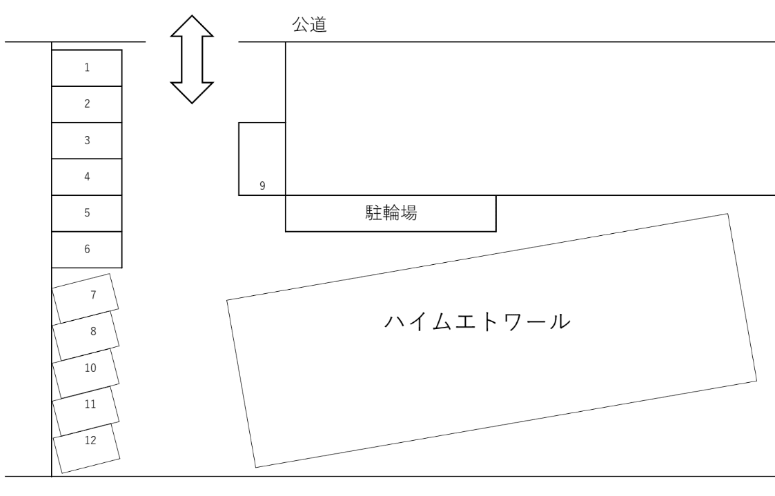 ハイムエトワールガレージの駐車配置図