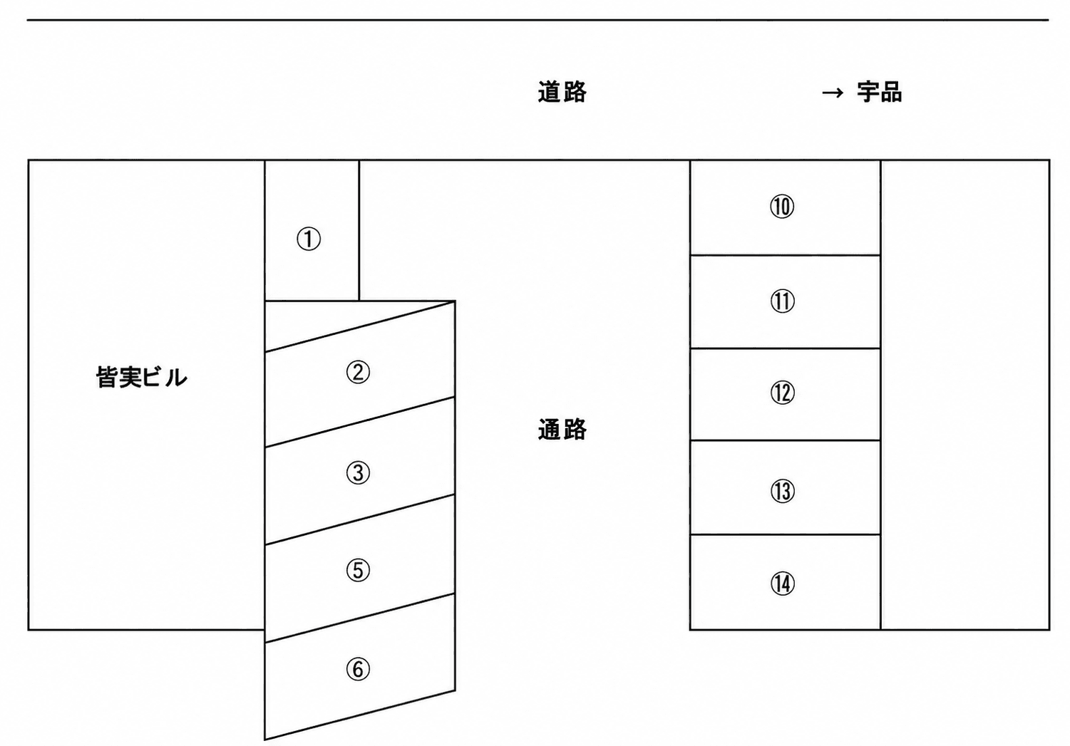 満居みなみビルガレージの駐車配置図