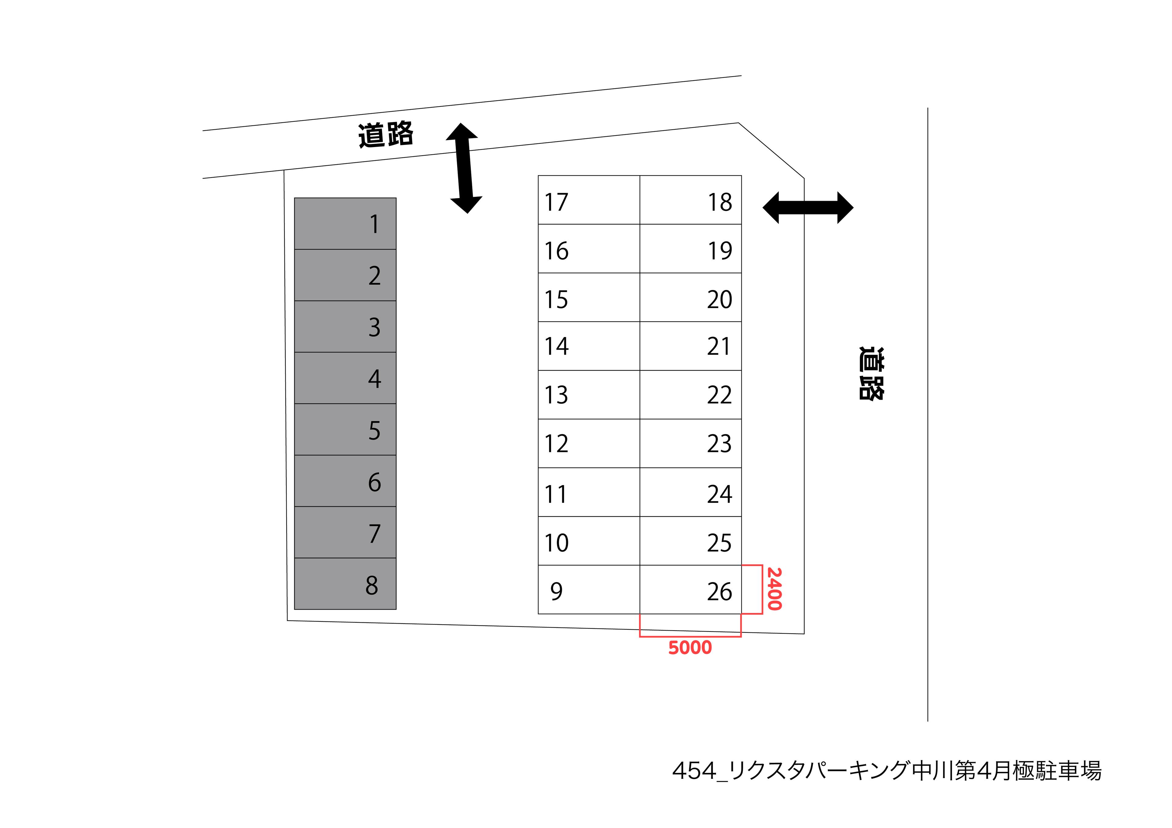 リクスタパーキング中川第4月極駐車場の駐車配置図