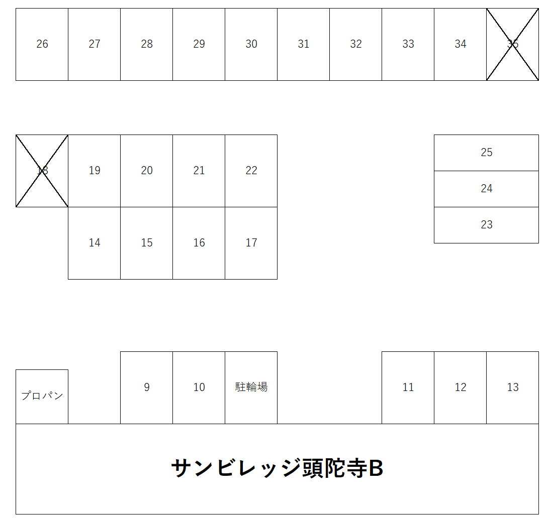頭陀寺町月極駐車場の駐車配置図