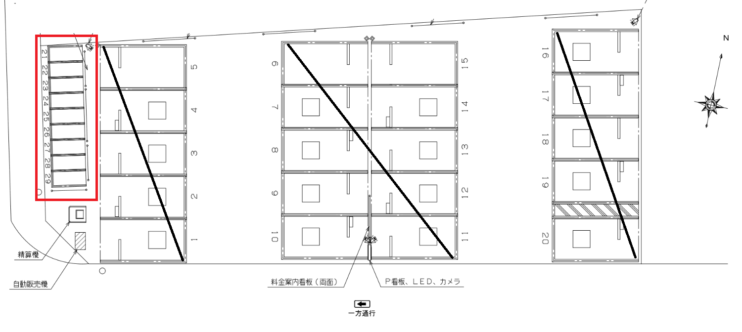 パーキングプレイス塚本(バイク)の駐車配置図