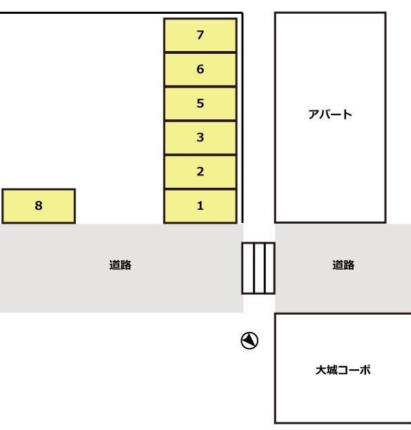 大城コーポ月極駐車場の駐車配置図