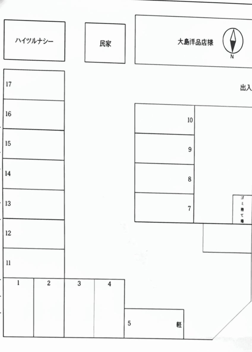 針谷パーキング第一駐車場の駐車配置図
