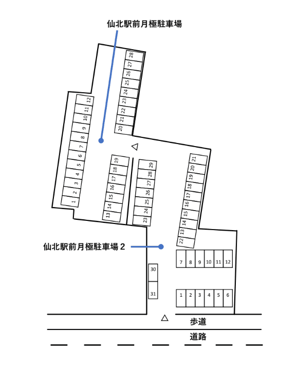 仙北駅前月極駐車場の駐車配置図