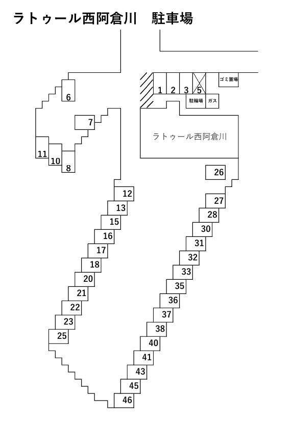 ラトゥール西阿倉川の駐車配置図