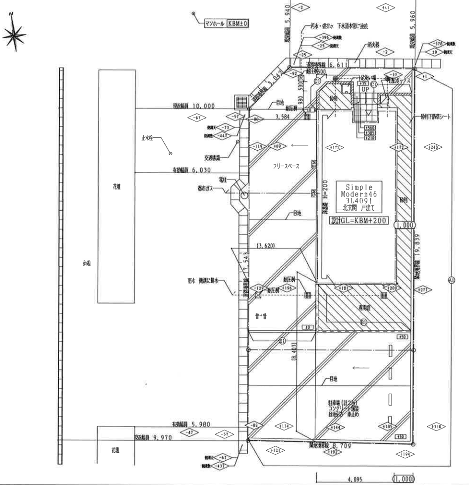 正明寺一丁目借家の駐車配置図