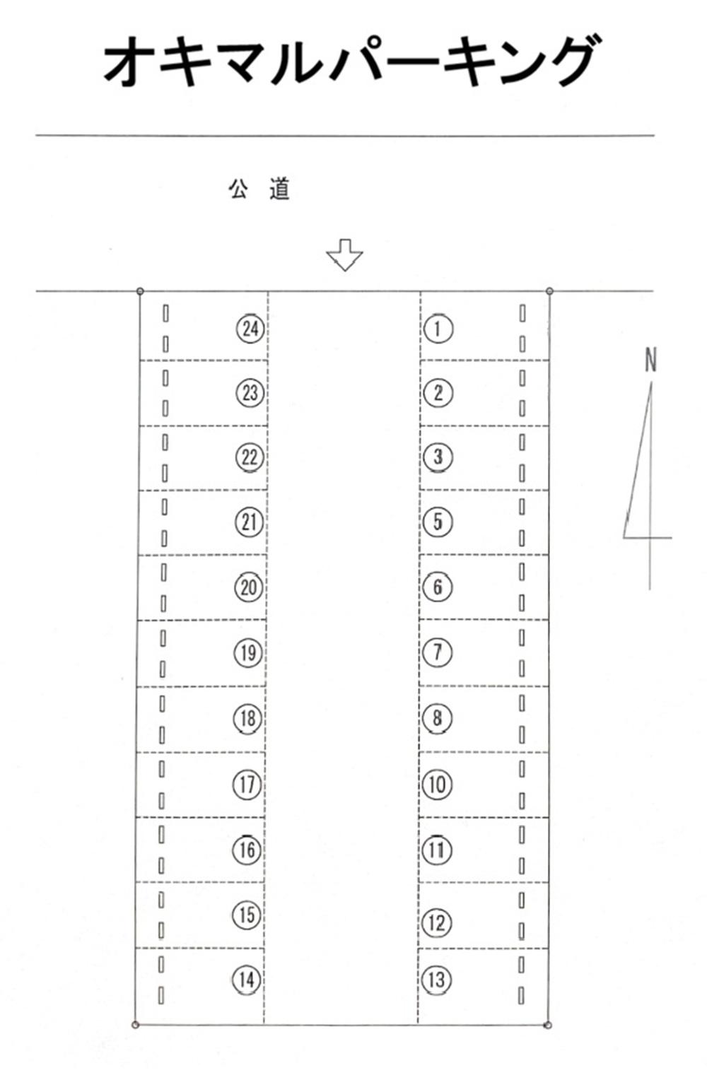 オキマルパーキングの駐車配置図