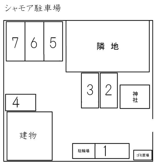 シャモア駐車場の駐車配置図