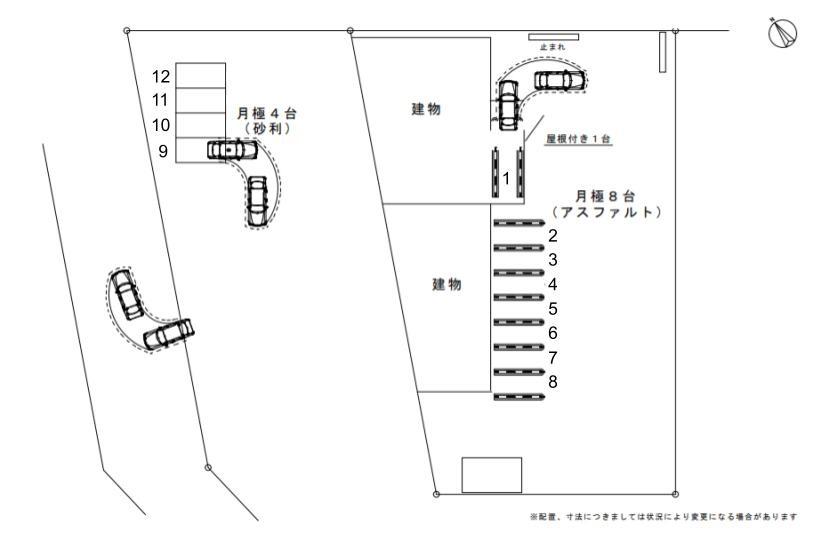 パークネット札幌北郷2条11丁目の駐車配置図