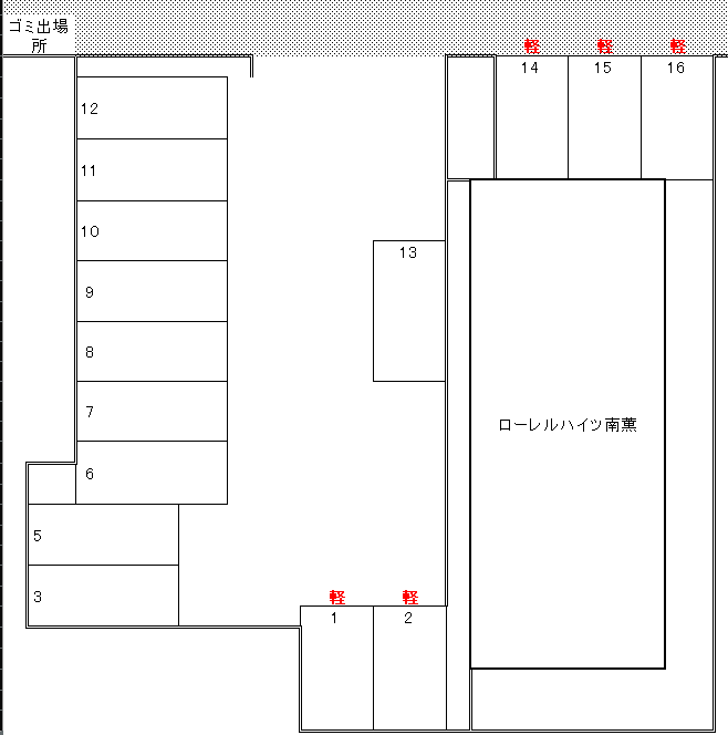 ローレルハイツ南薫月極駐車場の駐車配置図